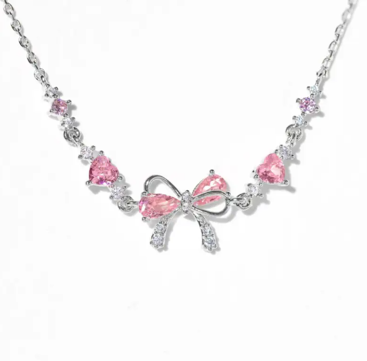 💎 Delicate Zircon Heart Bow Bracelet
