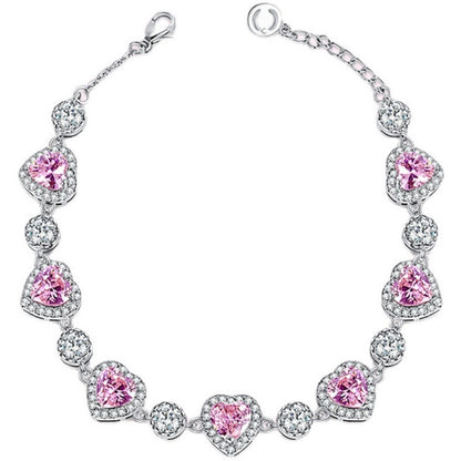 💎 Heart-Shaped Platinum Bracelet