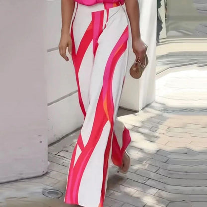 💎 Chic Striped Wide-Leg Pants & Halter Top Set