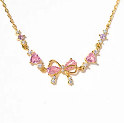 💎 Delicate Zircon Heart Bow Bracelet