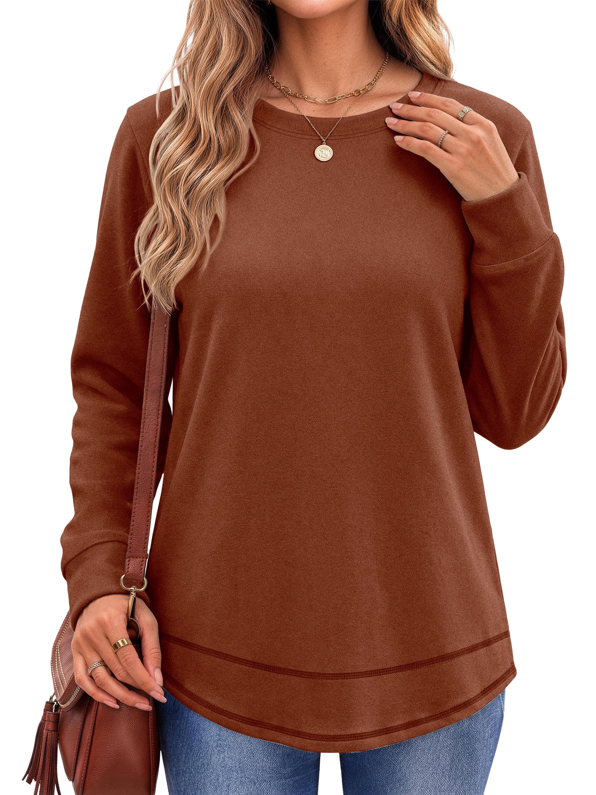 Sweatshirts for Women Crewneck Casual Long Sleeve Shirts Tunic Tops