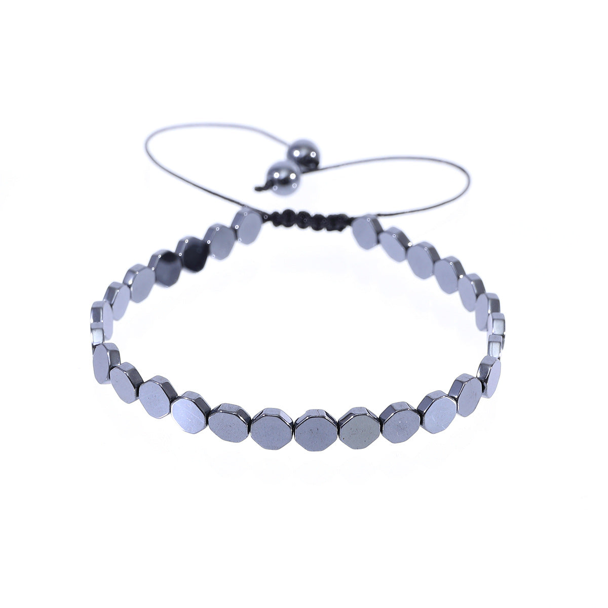 💎 Men's Black Stone Heart Bracelet