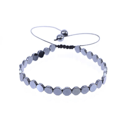💎 Men's Black Stone Heart Bracelet