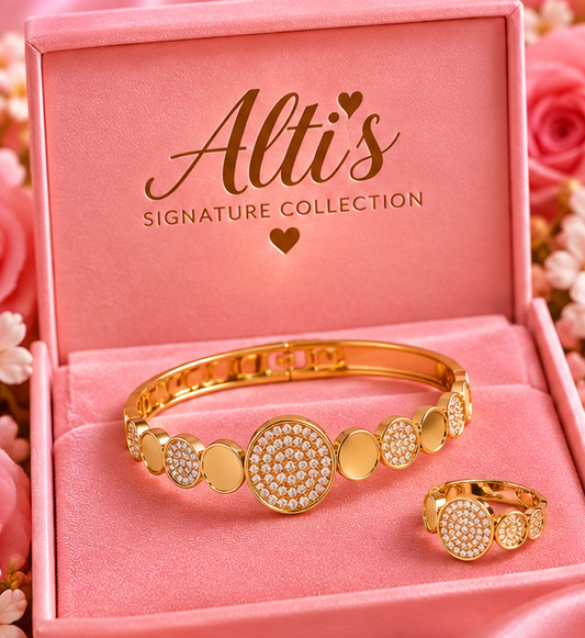 Styled Alti’s Golden Circle Bracelet and Ring Set image 1