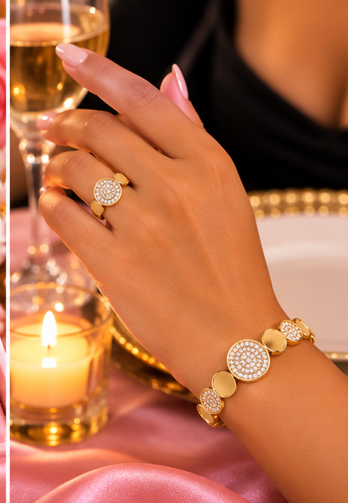 Styled Alti’s Golden Circle Bracelet and Ring Set image 2