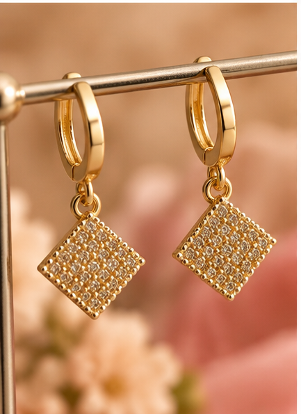 Alti’s Golden Sparkle Earrings & Pendant Set styled image 4; chain for styling only, not included