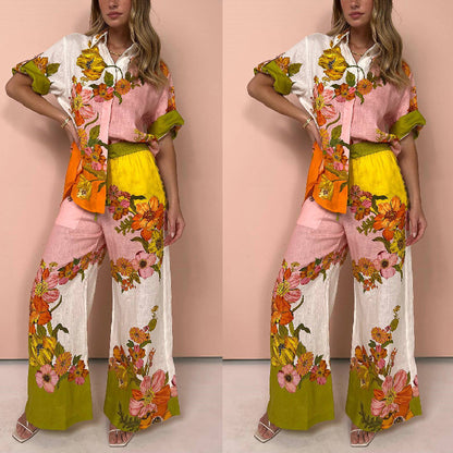 💎 Tropical Bloom Floral Two-Piece Pants Set