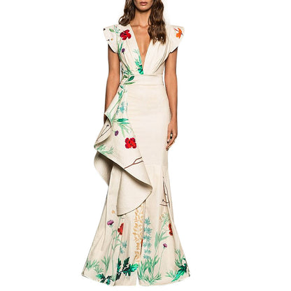 💎 Elegant Floral Mermaid Maxi Gown