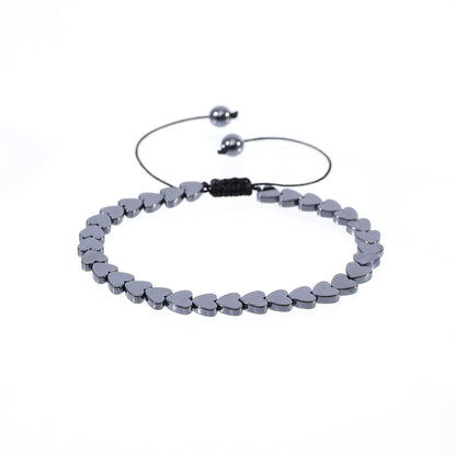 💎 Men's Black Stone Heart Bracelet