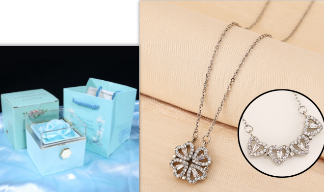 💎 Four-Leaf Clover & Heart Jewelry Set
