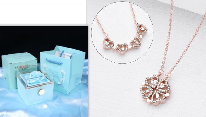 💎 Four-Leaf Clover & Heart Jewelry Set
