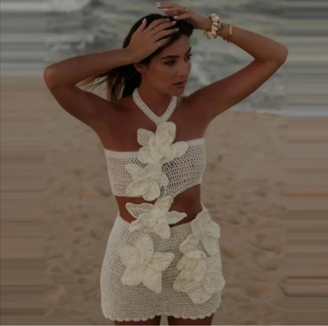 💎 Alti’s Floral Muse 3D Knit Mini Dress
