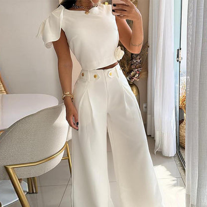 💎 Elegant Wide-Leg Pants & Top Set