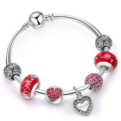 💎 Silver Heart Beaded Bracelet