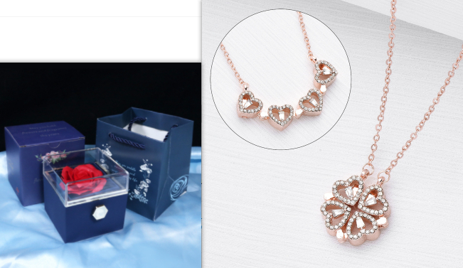💎 Four-Leaf Clover & Heart Jewelry Set