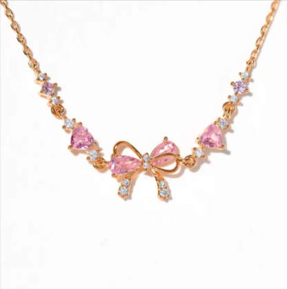 💎 Delicate Zircon Heart Bow Bracelet