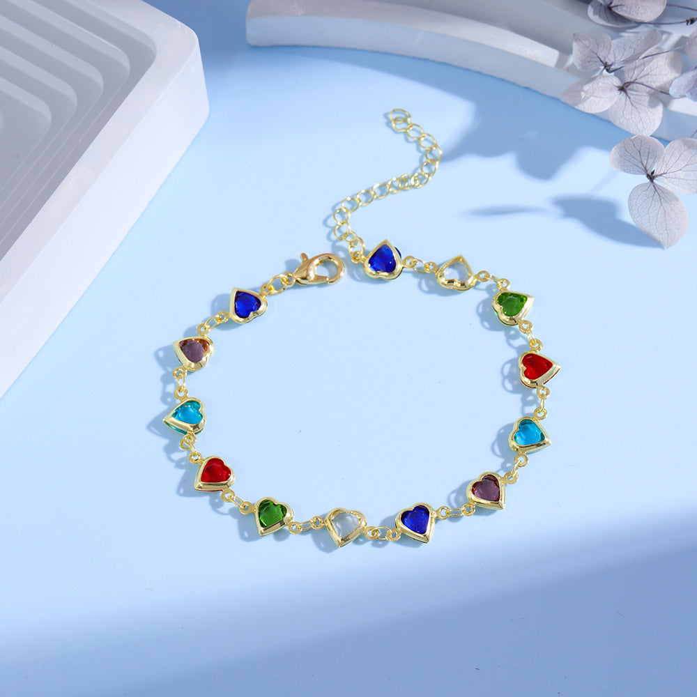 💎 Rainbow Heart Beaded Bracelet