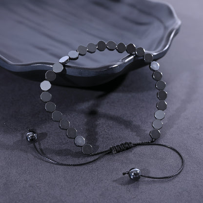 💎 Men's Black Stone Heart Bracelet