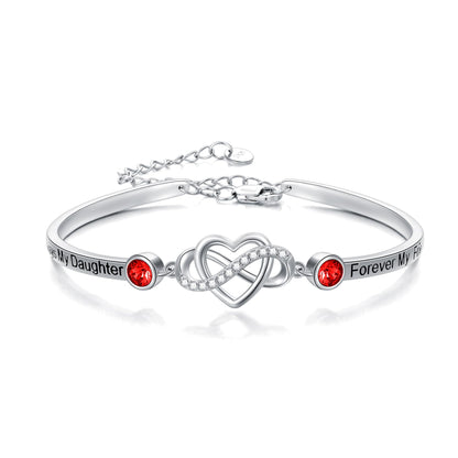 💎 Forever My Daughter Sterling Silver Heart Bracelet