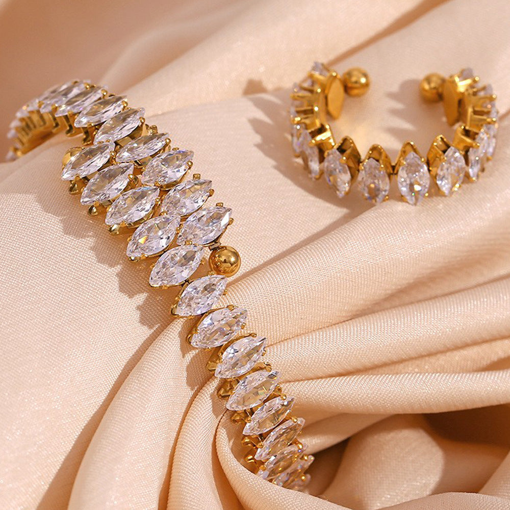 💎 Elegant Gold Crystal Bangle & Ring Set