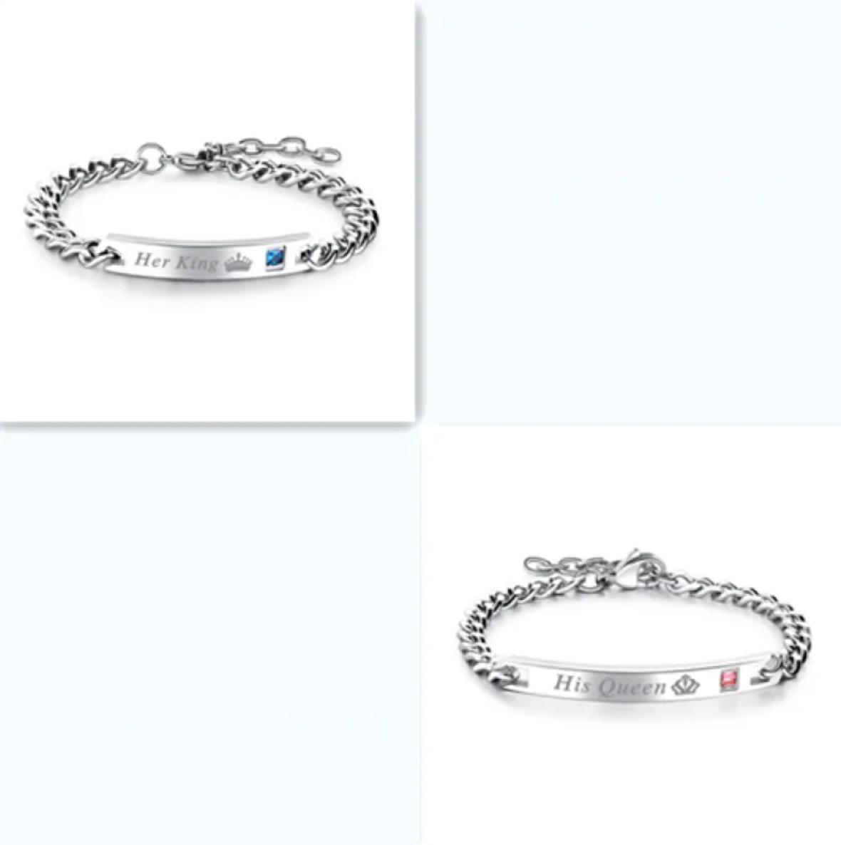 💎 Royal Heart & Crown Couples Bracelet