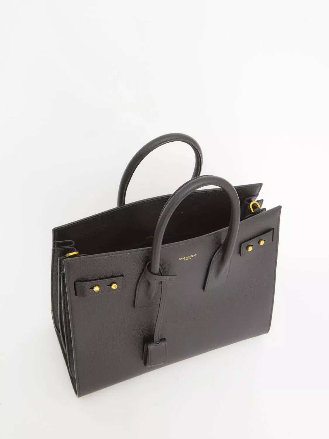 Saint Laurent Sac De Jour Handbag in Black Calf Leather