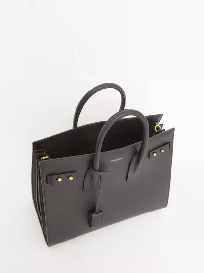 Saint Laurent Sac De Jour Handbag in Black Calf Leather