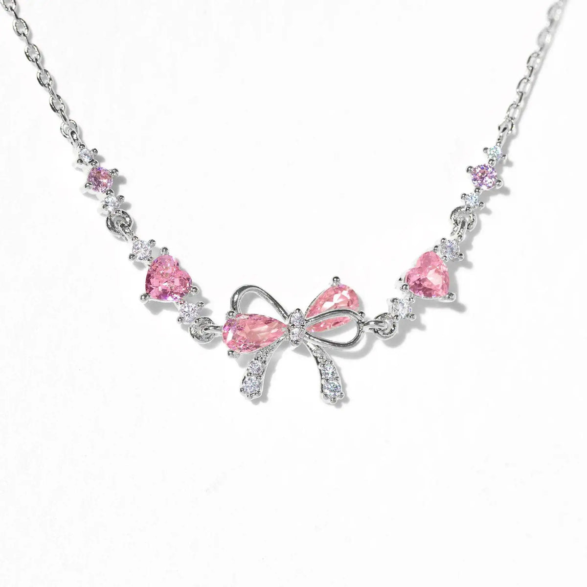 💎 Pink Zircon Heart Bow Bracelet