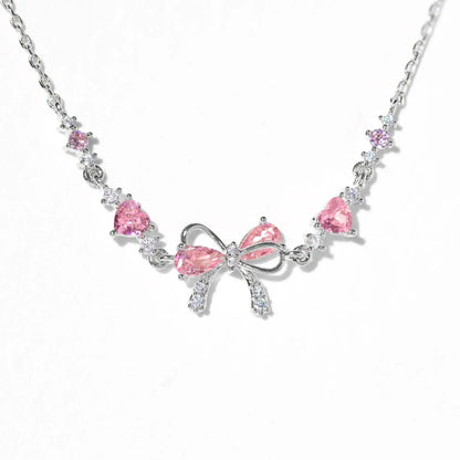 💎 Pink Zircon Heart Bow Bracelet
