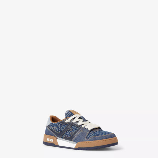Fendi Match Blue FF Jacquard Low-Top Sneakers