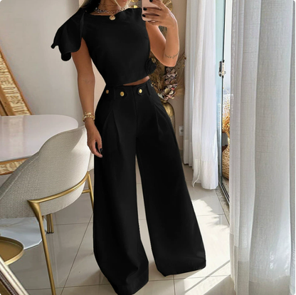 💎 Elegant Wide-Leg Pants & Top Set