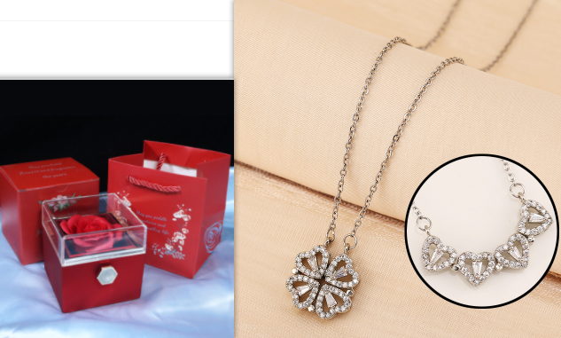 💎 Four-Leaf Clover & Heart Jewelry Set
