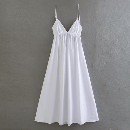 💎 Coastal Breeze White Backless Maxi Dress