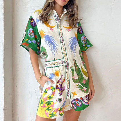 💎 Vibrant Floral Two-Piece Shorts Set