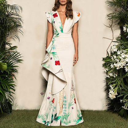 💎 Elegant Floral Mermaid Maxi Gown