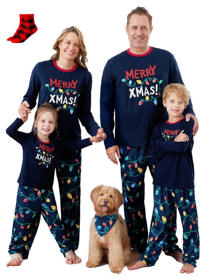 Baby Christmas Pajamas Family Matching Pjs Gifts Holiday Long Sleeve One-Piece Sleeper for Baby Shower Gift with Socks Size 12-18M
