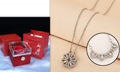 💎 Four-Leaf Clover & Heart Jewelry Set